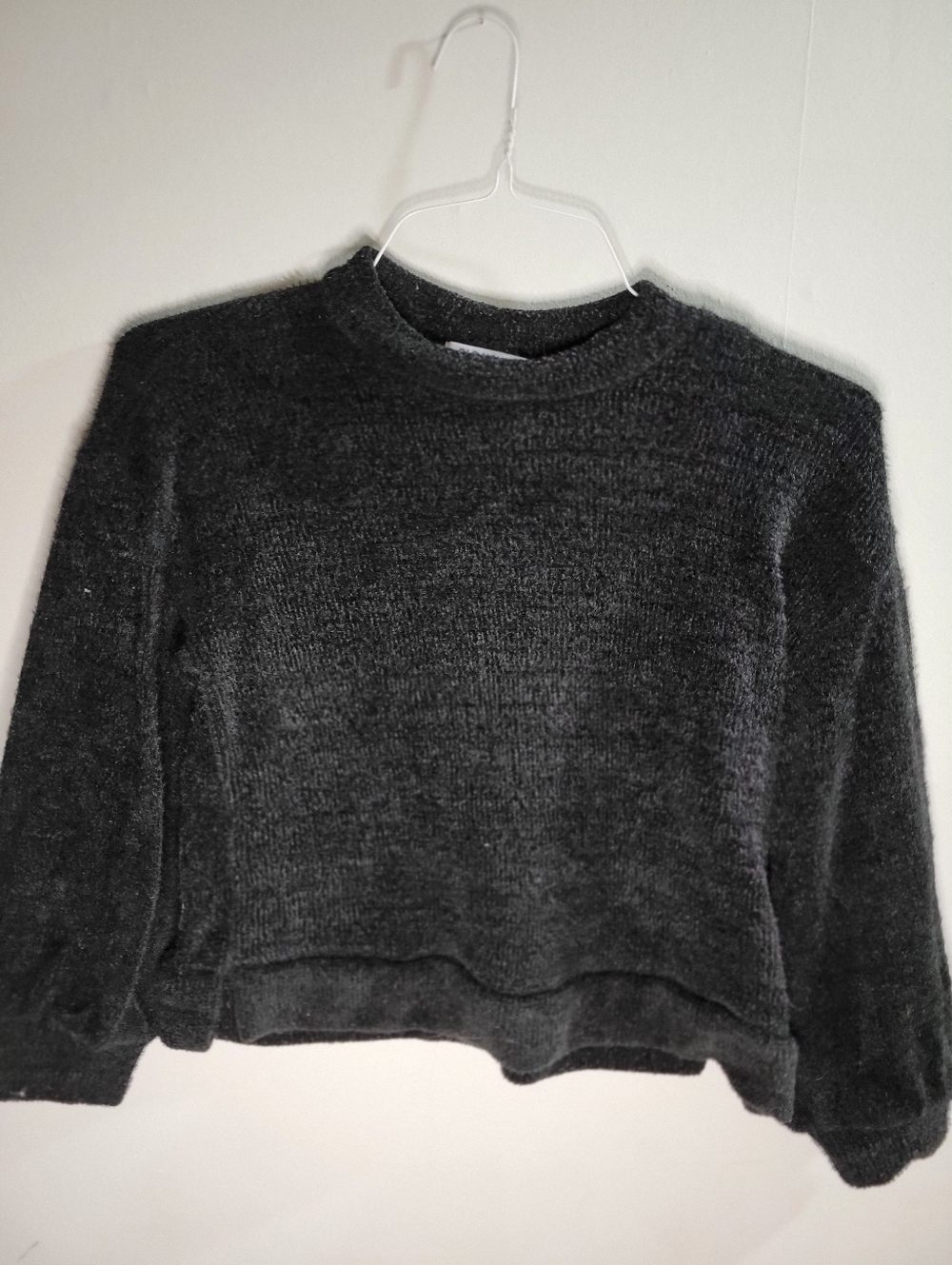 Old Navy Black Fuzzy Crewneck Sweater